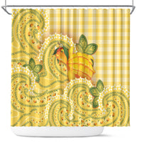 Hawaii Palaka Shower Curtain Cute Ripe Mango Turtle On The Waves