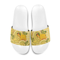 Hawaii Palaka Slide Sandals Cute Ripe Mango Turtle On The Waves