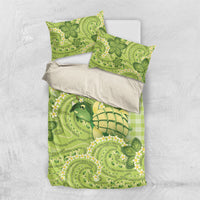Hawaii Palaka Bedding Set Cute Green Mango Turtle On The Waves