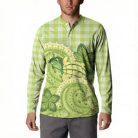 Hawaii Palaka Button Sweatshirt Cute Green Mango Turtle On The Waves