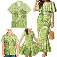 Hawaii Palaka Family Matching Mermaid Dress and Hawaiian Shirt Cute Green Mango Turtle On The Waves DT05 - Polynesian Pride
