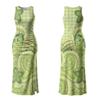 Hawaii Palaka Family Matching Tank Maxi Dress and Hawaiian Shirt Cute Green Mango Turtle On The Waves DT05 Mom's Dress Green - Polynesian Pride