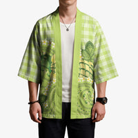 Hawaii Palaka Kimono Cute Green Mango Turtle On The Waves