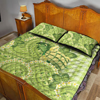 Hawaii Palaka Quilt Bed Set Cute Green Mango Turtle On The Waves DT05 - Polynesian Pride