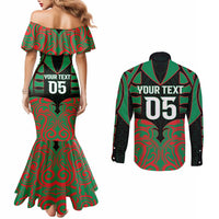 Custom Aotearoa Ngati Hine Couples Matching Mermaid Dress and Long Sleeve Button Shirt Maori Pattern New Zealand DT05 - Polynesian Pride