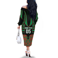 Custom Aotearoa Ngati Hine Family Matching Off The Shoulder Long Sleeve Dress and Hawaiian Shirt Maori Pattern New Zealand - Polynesian Pride