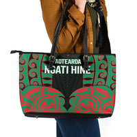 Aotearoa Ngati Hine Leather Tote Bag Maori Pattern New Zealand - Polynesian Pride