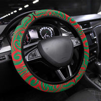 Aotearoa Ngati Hine Steering Wheel Cover Maori Pattern New Zealand DT05 Universal Fit Green - Polynesian Pride