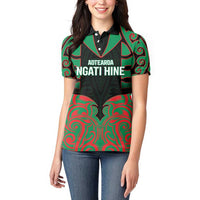 Custom Aotearoa Ngati Hine Women Polo Shirt Maori Pattern New Zealand - Polynesian Pride