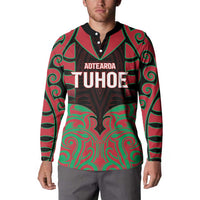 Custom Aotearoa Tuhoe Button Sweatshirt Maori Pattern New Zealand DT05 - Polynesian Pride