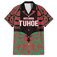 Custom Aotearoa Tuhoe Family Matching Off The Shoulder Long Sleeve Dress and Hawaiian Shirt Maori Pattern New Zealand DT05 Dad's Shirt - Short Sleeve Red - Polynesian Pride