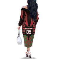 Custom Aotearoa Tuhoe Family Matching Off The Shoulder Long Sleeve Dress and Hawaiian Shirt Maori Pattern New Zealand DT05 - Polynesian Pride