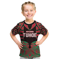 Custom Aotearoa Tuhoe Kid T Shirt Maori Pattern New Zealand - Polynesian Pride