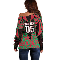 Custom Aotearoa Tuhoe Off Shoulder Sweater Maori Pattern New Zealand - Polynesian Pride