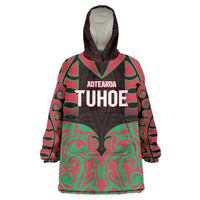Custom Aotearoa Tuhoe Wearable Blanket Hoodie Maori Pattern New Zealand DT05 One Size Red - Polynesian Pride