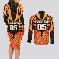 Custom Aotearoa Waikato Couples Matching Long Sleeve Bodycon Dress and Long Sleeve Button Shirt Maori Pattern New Zealand DT05 - Polynesian Pride