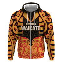 Custom Aotearoa Waikato Zip Hoodie Maori Pattern New Zealand - Polynesian Pride