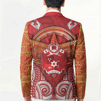 Tonga King's Birthday Blazer Gold Royal Crown Tribal Patterns