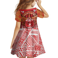 Tonga King's Birthday Family Matching Summer Maxi Dress and Hawaiian Shirt Gold Royal Crown Tribal Patterns
