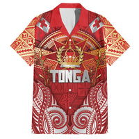 Tonga King's Birthday Hawaiian Shirt Gold Royal Crown Tribal Patterns DT05 Red - Polynesian Pride