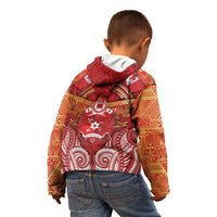 Tonga King's Birthday Kid Hoodie Gold Royal Crown Tribal Patterns