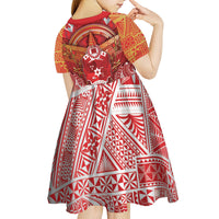 Tonga King's Birthday Kid Short Sleeve Dress Gold Royal Crown Tribal Patterns DT05 - Polynesian Pride