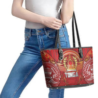 Tonga King's Birthday Leather Tote Bag Gold Royal Crown Tribal Patterns