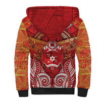 Tonga King's Birthday Sherpa Hoodie Gold Royal Crown Tribal Patterns