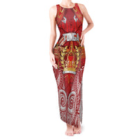 Tonga King's Birthday Tank Maxi Dress Gold Royal Crown Tribal Patterns DT05 Women Red - Polynesian Pride