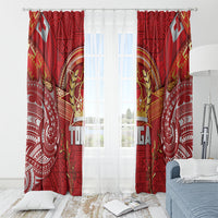 Tonga King's Birthday Window Curtain Gold Royal Crown Tribal Patterns