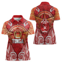Tonga King's Birthday Women Polo Shirt Gold Royal Crown Tribal Patterns