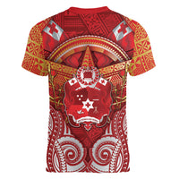 Tonga King's Birthday Women V-Neck T-Shirt Gold Royal Crown Tribal Patterns