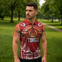 Tonga King's Birthday Zipper Polo Shirt Gold Royal Crown Tribal Patterns DT05 - Polynesian Pride