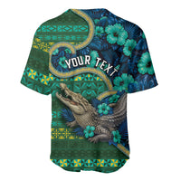 Personalised Solomon Islands Independence Day Baseball Jersey Crocodile Hibiscus Tribal Pattern