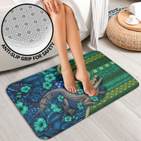 Solomon Islands Independence Day Bathroom Set Crocodile Hibiscus Tribal Pattern