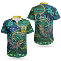 Personalised Solomon Islands Independence Day Couples Matching Summer Maxi Dress and Hawaiian Shirt Crocodile Hibiscus Tribal Pattern DT05 - Polynesian Pride