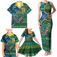 Personalised Solomon Islands Independence Day Family Matching Tank Maxi Dress and Hawaiian Shirt Crocodile Hibiscus Tribal Pattern DT05 - Polynesian Pride