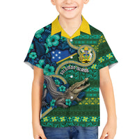 Personalised Solomon Islands Independence Day Hawaiian Shirt Crocodile Hibiscus Tribal Pattern DT05 - Polynesian Pride
