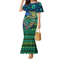 Personalised Solomon Islands Independence Day Mermaid Dress Crocodile Hibiscus Tribal Pattern DT05 Women Green - Polynesian Pride