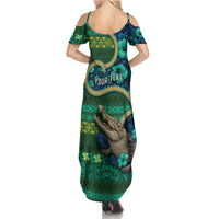 Personalised Solomon Islands Independence Day Summer Maxi Dress Crocodile Hibiscus Tribal Pattern DT05 - Polynesian Pride
