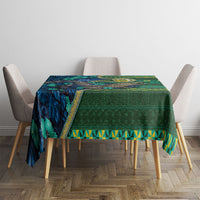 Solomon Islands Independence Day Tablecloth Crocodile Hibiscus Tribal Pattern