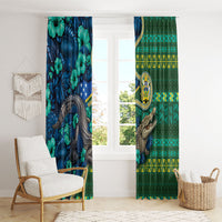 Solomon Islands Independence Day Window Curtain Crocodile Hibiscus Tribal Pattern