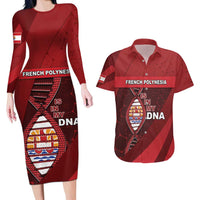 French Polynesia Is In My DNA Couples Matching Long Sleeve Bodycon Dress and Hawaiian Shirt DT05 Red - Polynesian Pride