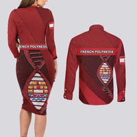 French Polynesia Is In My DNA Couples Matching Long Sleeve Bodycon Dress and Long Sleeve Button Shirt DT05 - Polynesian Pride