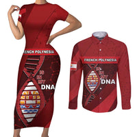 French Polynesia Is In My DNA Couples Matching Short Sleeve Bodycon Dress and Long Sleeve Button Shirt DT05 Red - Polynesian Pride