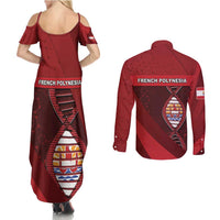 French Polynesia Is In My DNA Couples Matching Summer Maxi Dress and Long Sleeve Button Shirt - Polynesian Pride