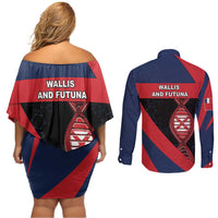 Wallis And Futuna Is In My DNA Couples Matching Off Shoulder Short Dress and Long Sleeve Button Shirt - Polynesian Pride