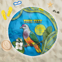 Personalised Palau Biib Bird Beach Blanket Rur Flower And Rock Islands Patterns