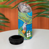 Personalised Palau Biib Bird 4 in 1 Can Cooler Tumbler Rur Flower And Rock Islands Patterns