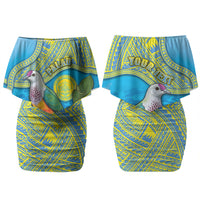Personalised Palau Biib Bird Couples Matching Off Shoulder Short Dress and Hawaiian Shirt Rur Flower And Rock Islands Patterns DT05 - Polynesian Pride